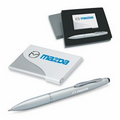 2 Piece Gift Set - Slim Business Card Case/ 2-in-1 Stylus Ball Point Pen
